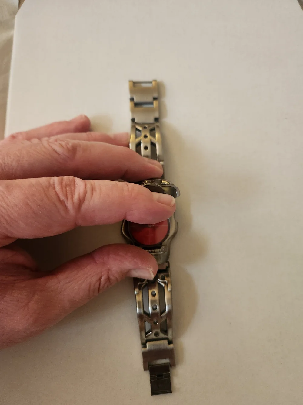 Men's Skull Link Watch Bracelet in Silver-Tone